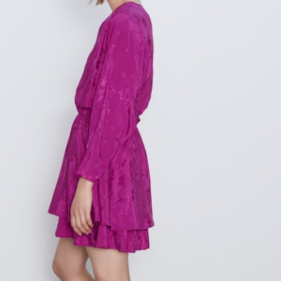 Zara Satin effect Jacquard Dress L - Picture 6 of 11